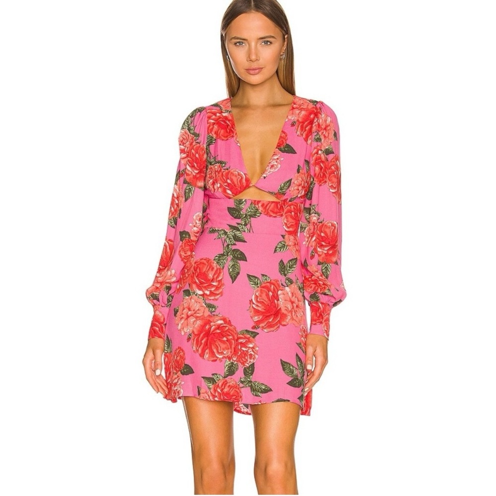 AFRM Castiel Mini Dress in Pink Bouquet